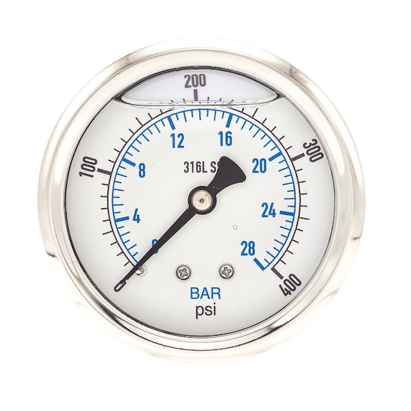 Pic Gauges 2 1/2 in Dial, 1/4 in NPT Male Center Back Location, Stainless Steel Case Material PRO-302L-254I-01 - main